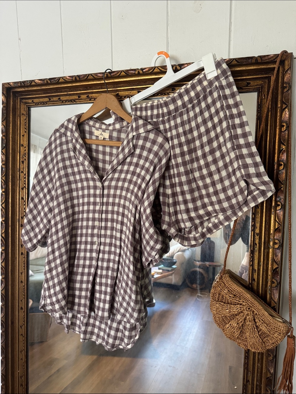 Island gingham shirt/shorts set